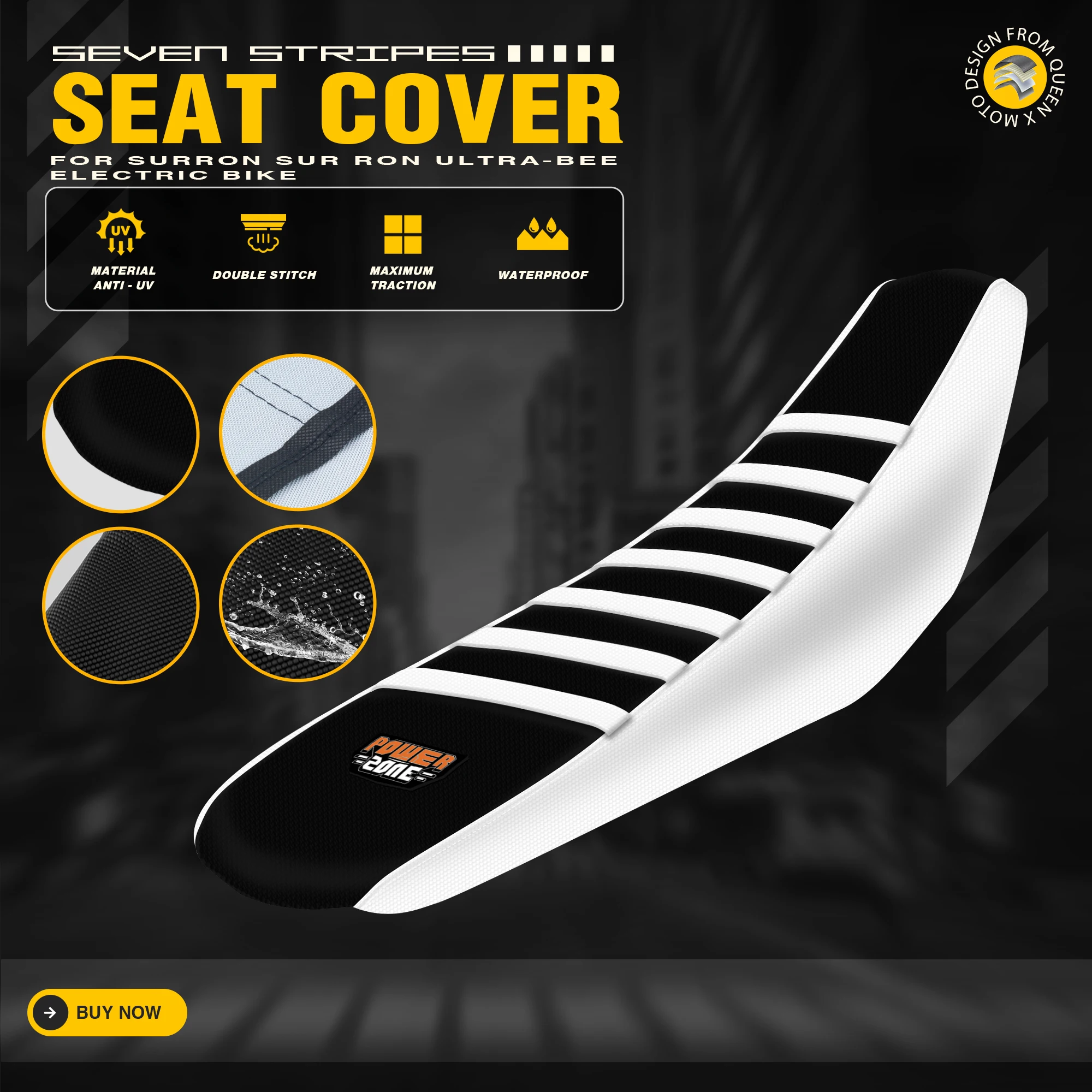 Queen X Ribbed Motorcycle Seat Cover For Surron Sur Ron Ultra Bee Dirt Pit Bike Waterproof Non-slip Seat Cushions