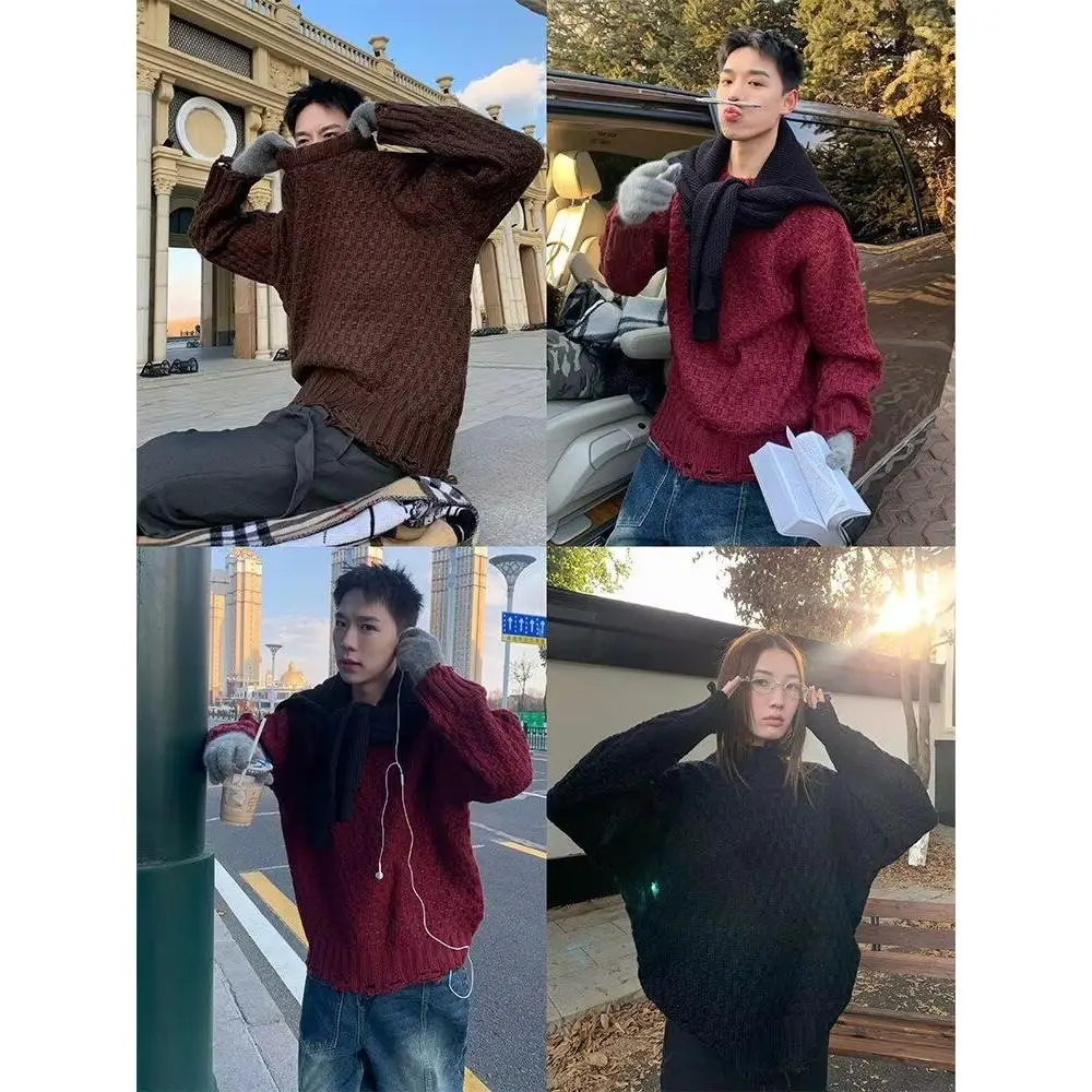 

Sli round Ne Knitted Sweater Men's Base Layer irt Trendy Autumn Winter Slim Fit Top Quali Polyester Casual Wear