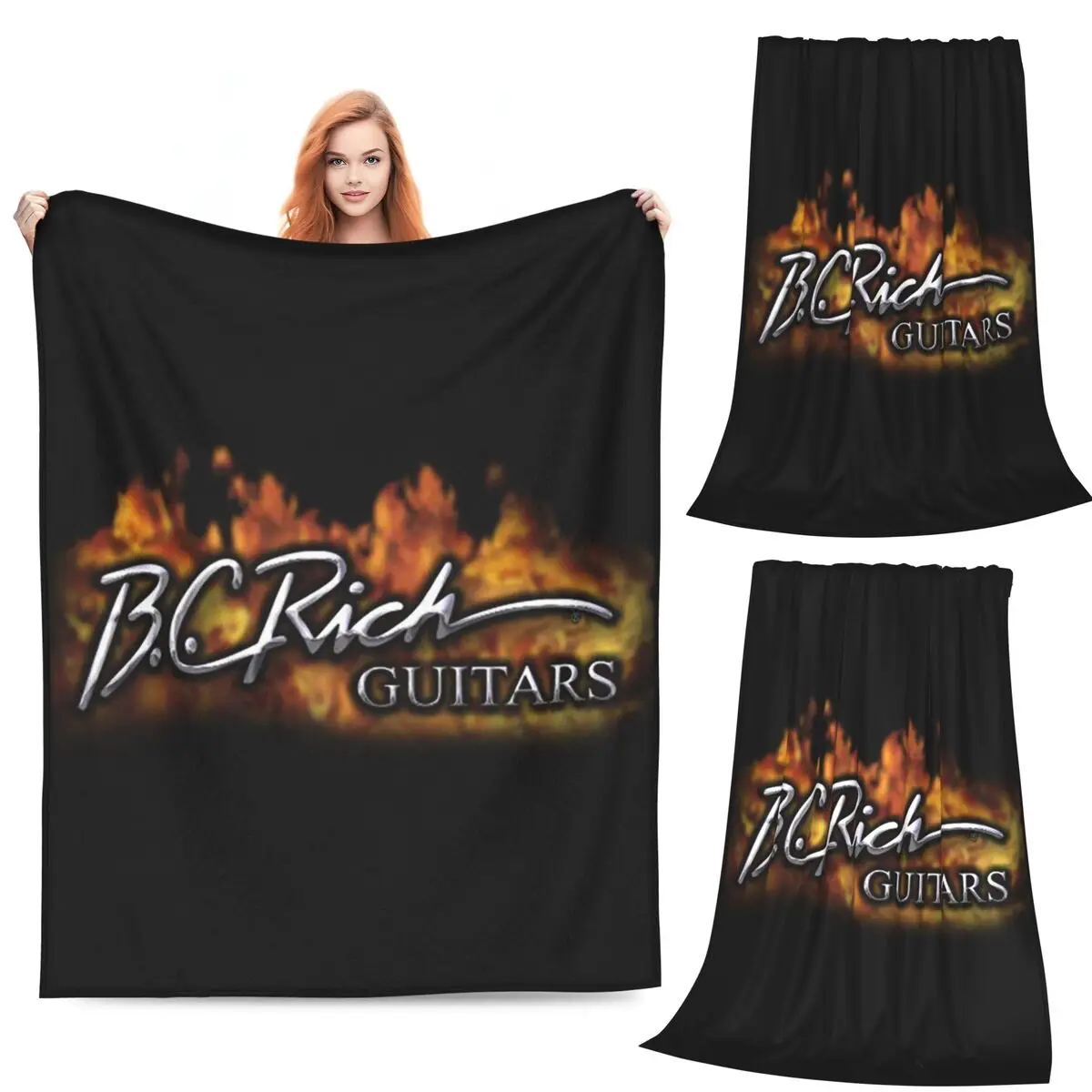 B.C.Rich Guitar Logo Blanket Soft Warm Flannel Throw Blanket Plush for Bed Living room Picnic Travel Home Couch