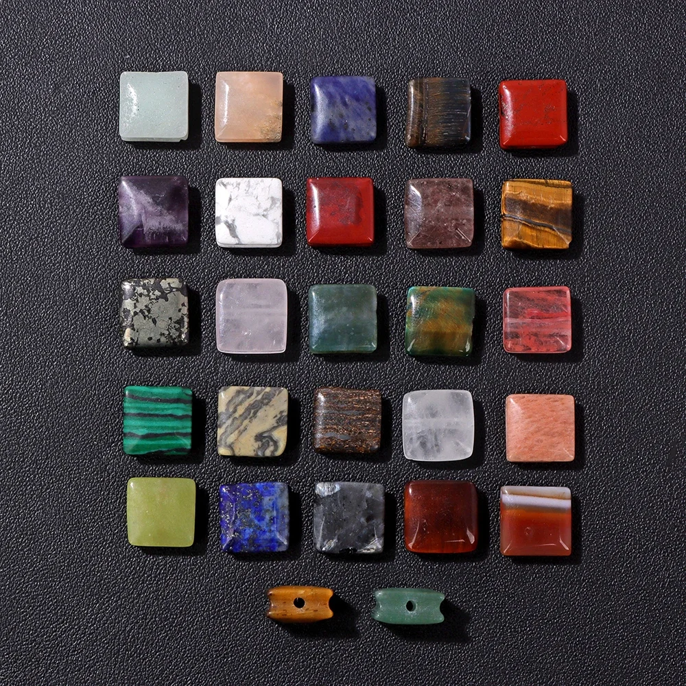 10MM Fashion Trend Square Groove Stone Beads Flat Square Cube Loose Spacer Beads Charm For Jewelry Making Handmade DIY