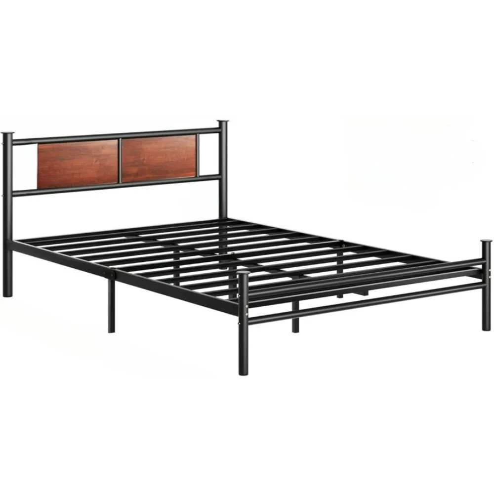 

Bed Frame, with Wooden Headboard, Heavy Duty Platform Bed with Under Bed Storage, Metal Support System, No Box Spring Needed