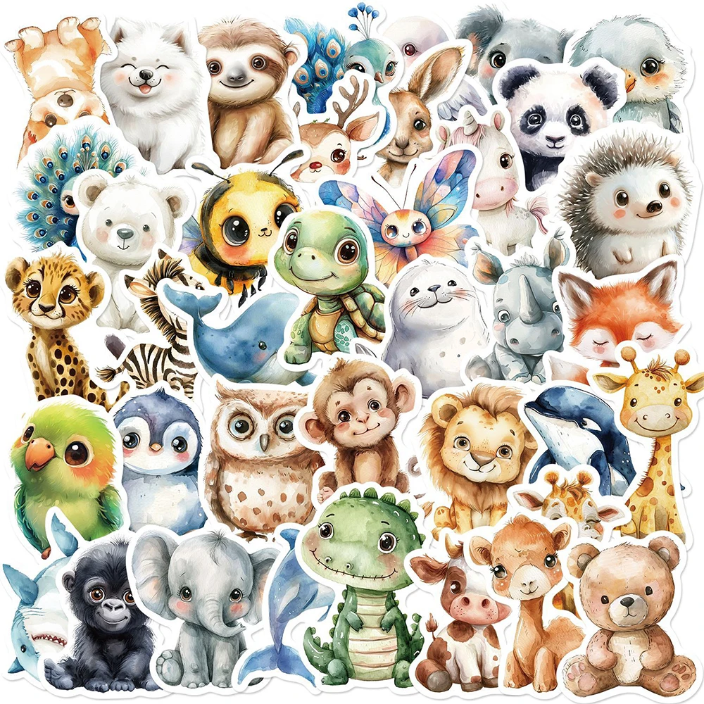 10/30/50PCS Nette Cartoon Aquarell Tiere Graffiti Aufkleber Laptop Notebook Telefon Koffer Lustige Dekoration Aufkleber Kinder spielzeug