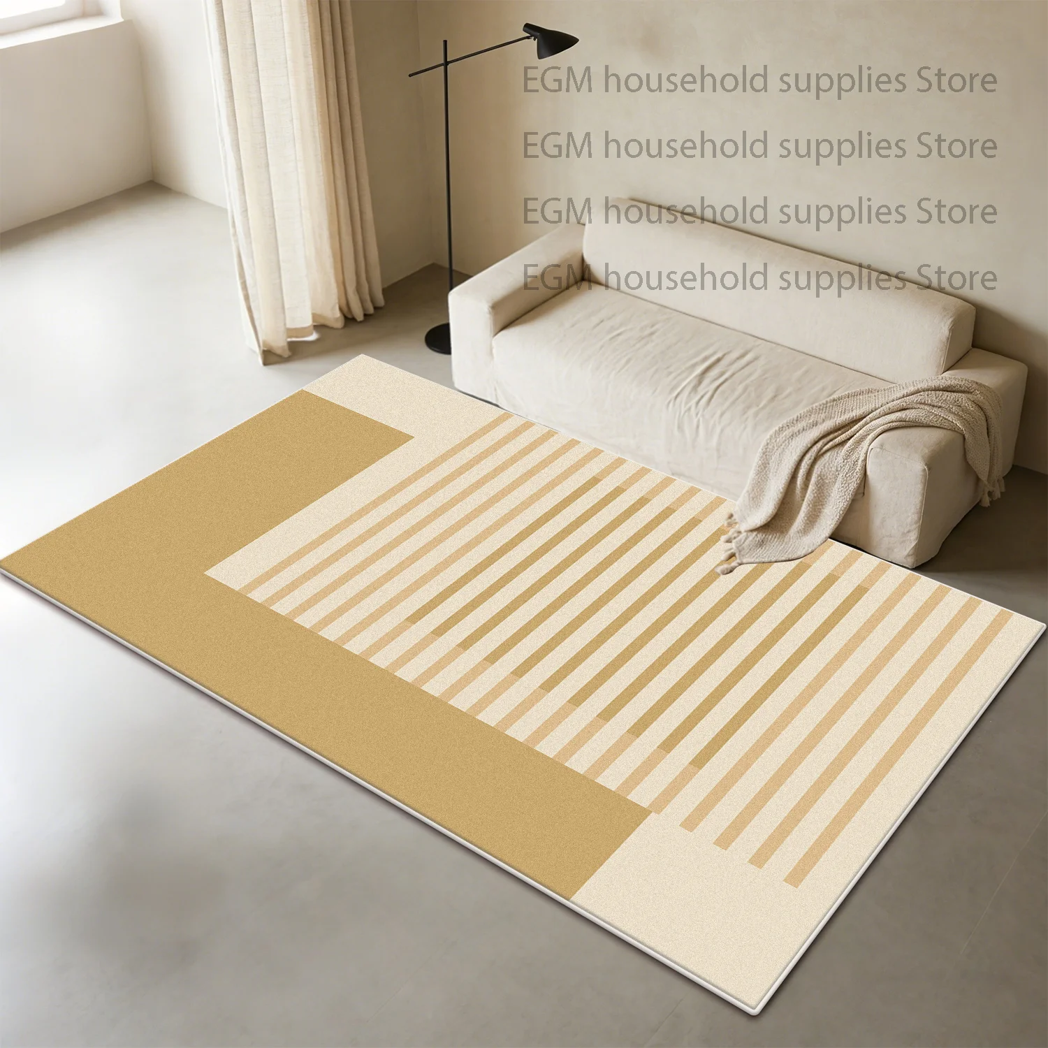 Minimalist Rug Modern Geometric Living Room Decoration Bedroom Soft Floor Mat Bedside Non-Slip Washable Carpet Customizable