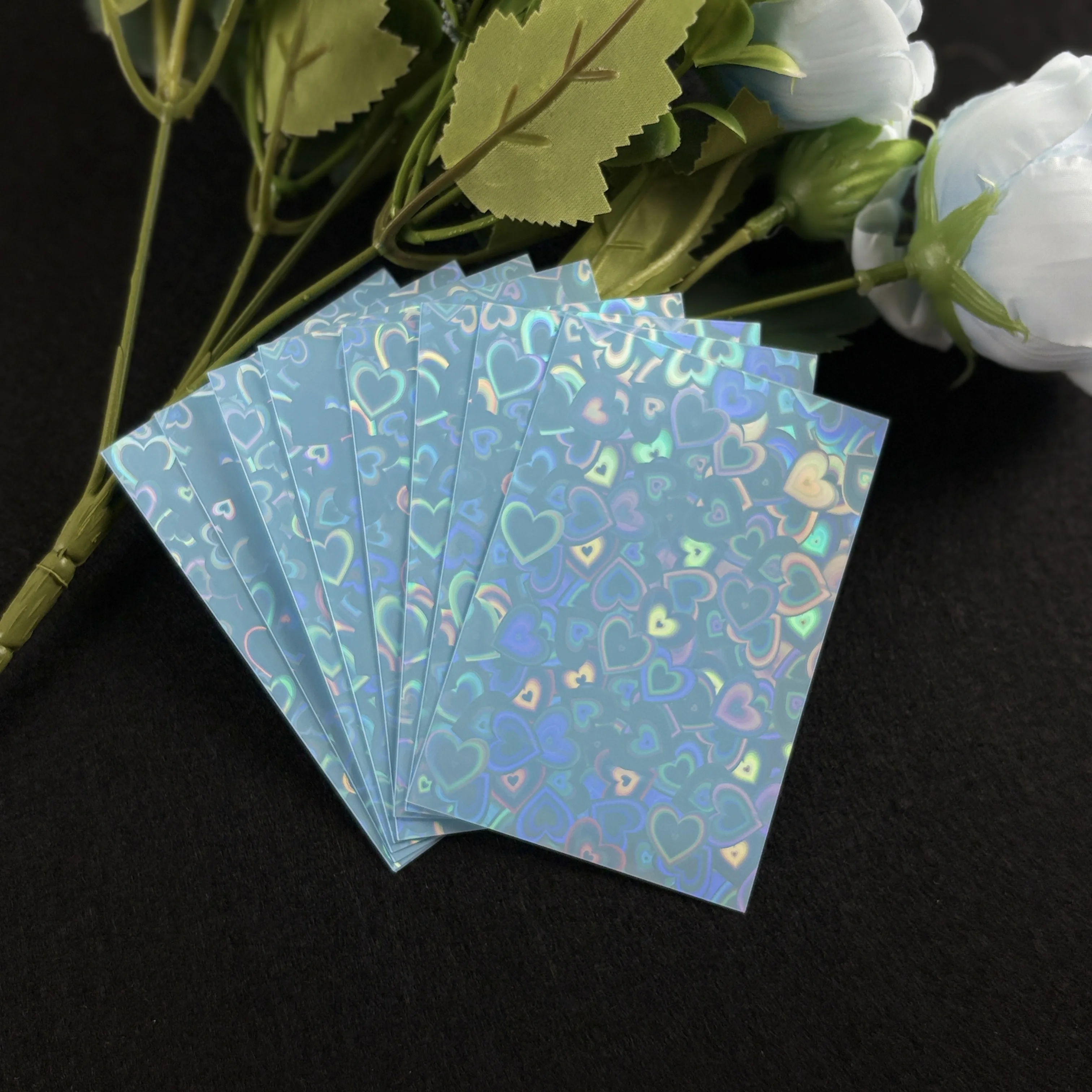 50Pcs Kpop Photocard Holder 61x91mm Heart Bling Sleeves Color Protective Film Popcorn Style Cover For Collectible Photo Cards