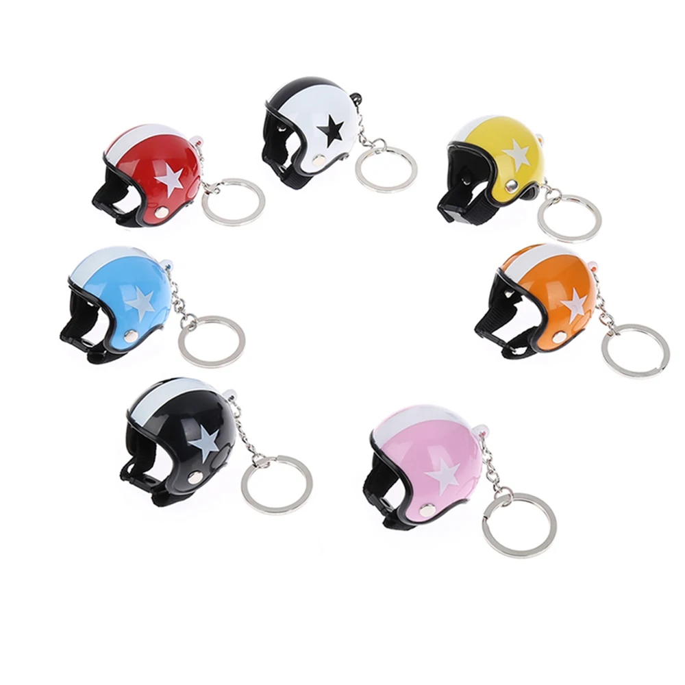Classic Multicolor Fashion Safety Helmet Keychain Auto Decoration Pendant Motorcycle Key Holder Car Key Ring