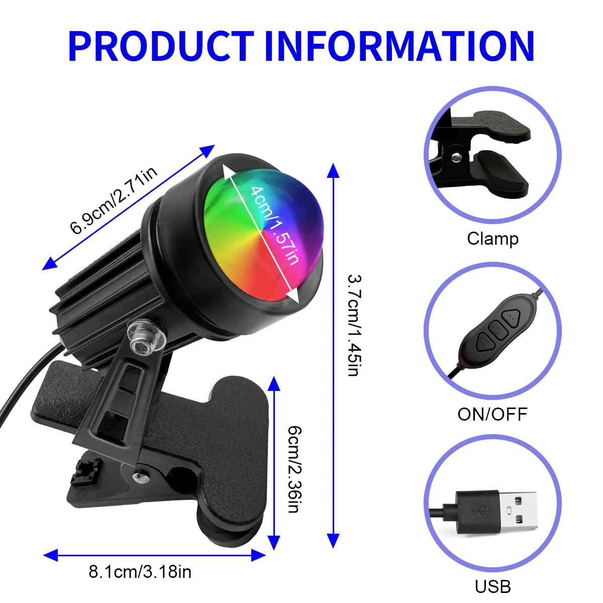 Hanglampen met RGB-clip, spots voor binnen, landschapsspots, verlichting voor gaming-sfeerverlichting, veelkleurige sfeerverlichting voor feestjes