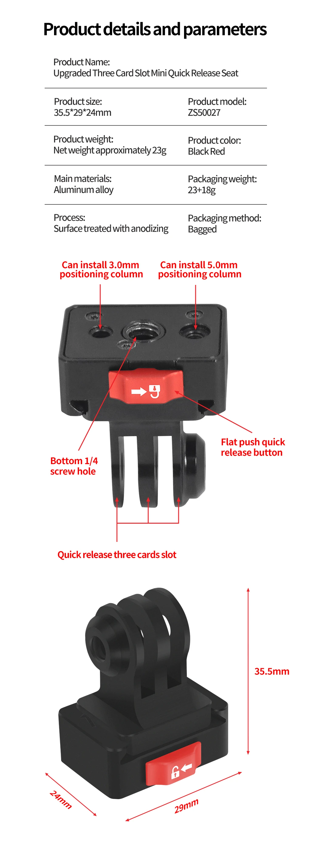 V-Mount-Platte, Schnellspanner, schneller Schalter, 1/4 Schraube für Gopro 13 Insta 360 X5 DJI OSMO 360 Kamerastativ-Adapter, Monitorständer – Detail 13