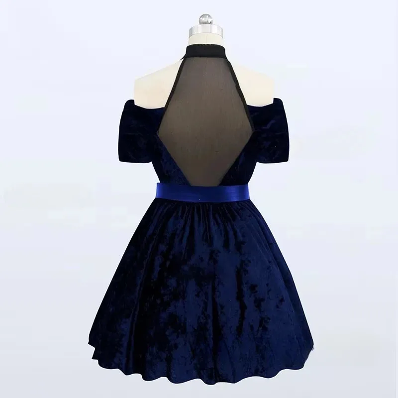 Mizi زي شعر مستعار فستان بتصميم حالم حفلة الهالوين لعب الأدوار أداء الملابس الأزرق المخملي الزي أنيمي تأثيري Presale sk;m1