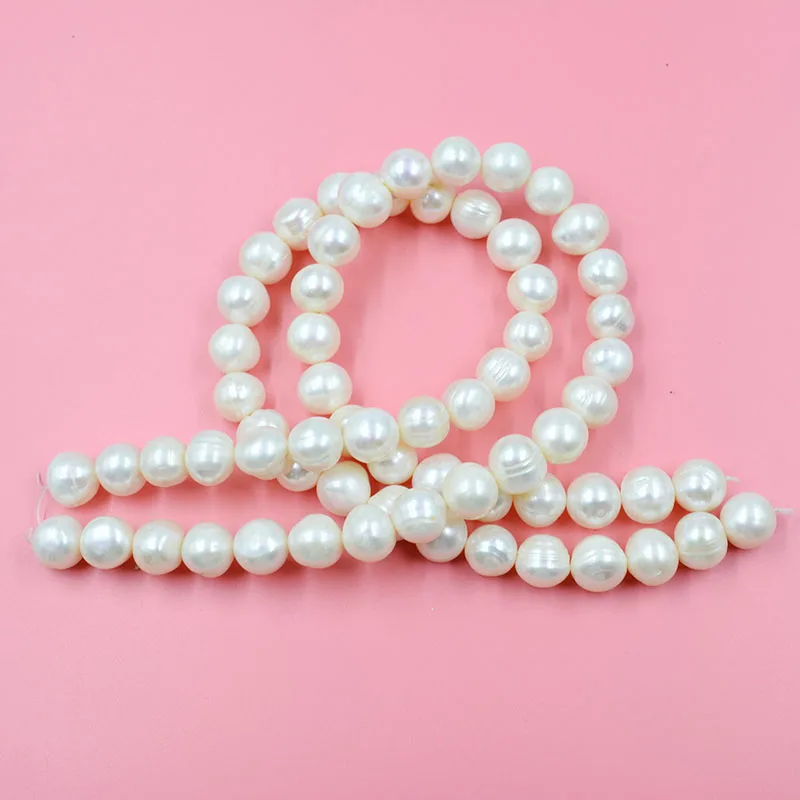 

5 нитей свободных бусин из натурального белого пресноводного картофельного жемчуга диаметром 12 мм, 15 дюймов.