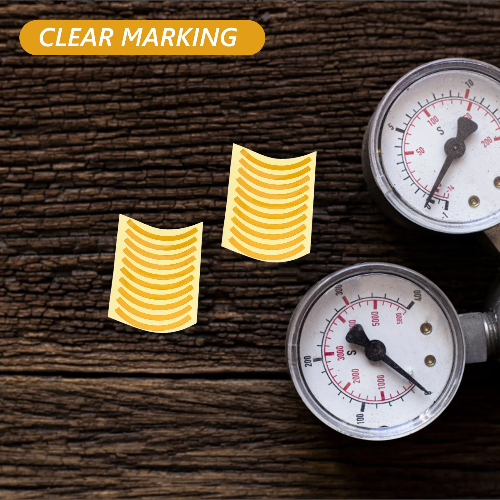 

60Pcs Pressure Gauge Reflective Stickers Tri-Color Quarter- Yellow Green High Visibility Industrial Safety Labels Uv