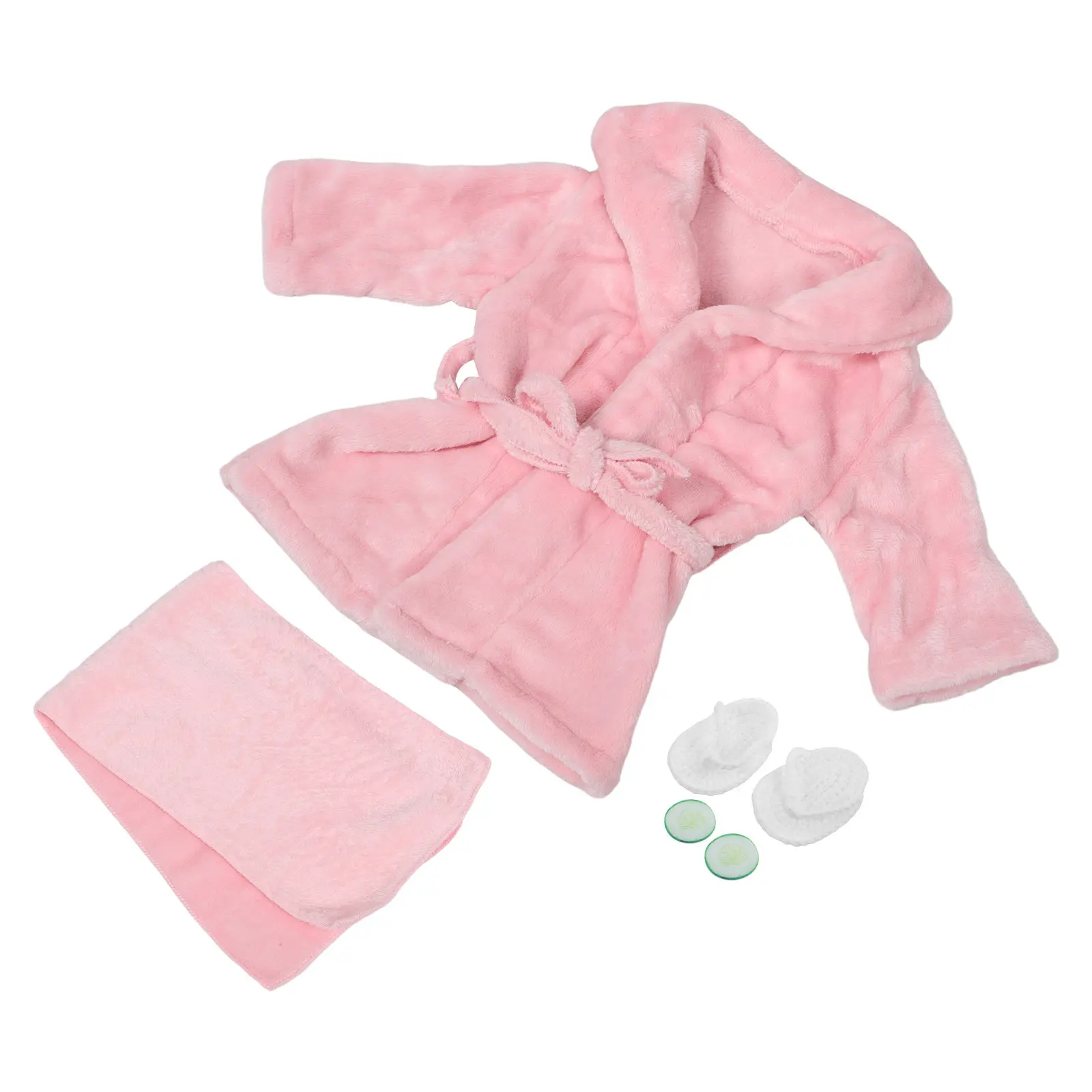 1Set Newborn Photography Bathrobe Girl Bathrobe Fleece Towel Slippers Cucumber Props Photo Shoot