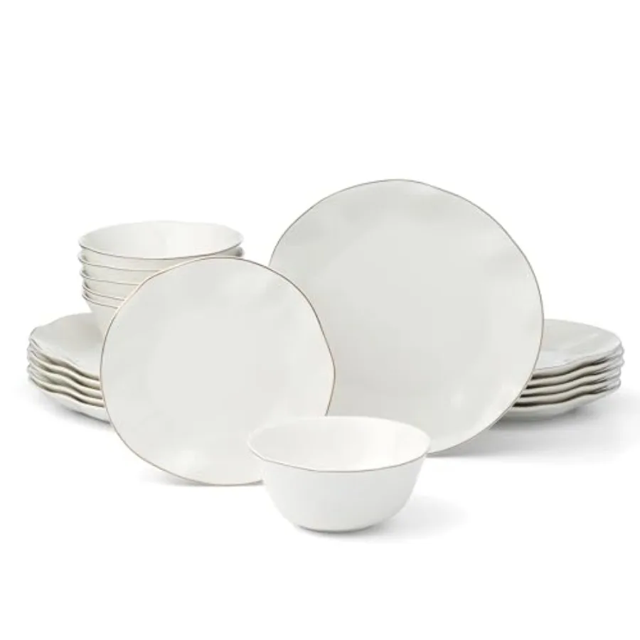 

Dinnerware Sets, Blue Bay White 18-Piece Dinnerware Set, Service For 6, Porcelain Material, Dishwasher Safe, Microwave Safe, Bo