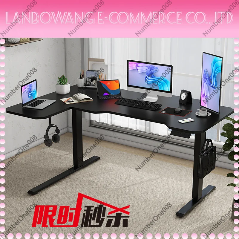 L Shaped Electric Standing Desk, 1.5m Corner Computer Desk with Dual Motor, Height Adjustable Home Office Table
