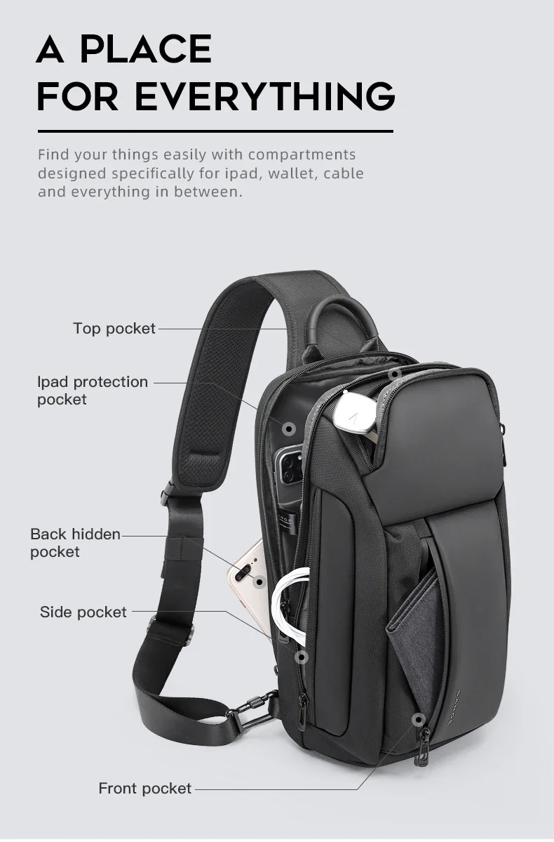 BANGE Chest Bag Six Trend Colors Chest Oxford Trendy Waterproof Fashion Items, Large Capacity Memory for Both Men and Women