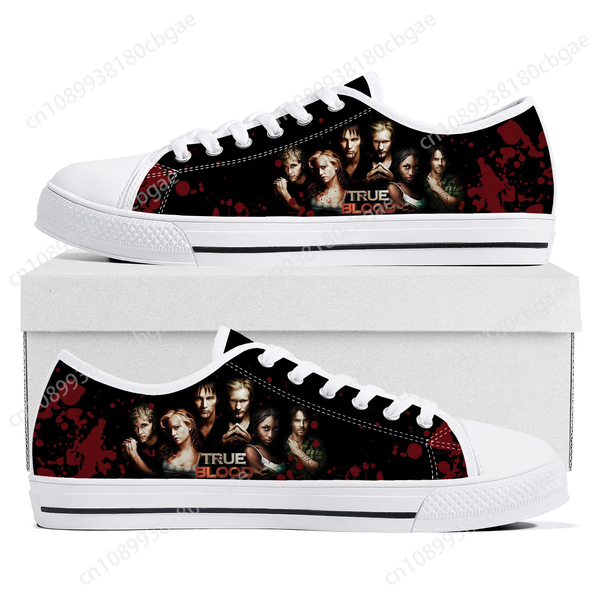 True Blood Low Top Sneakers Mens Womens Teenager Anna Paquin Stephen Moyer Canvas Sneaker couple Casual Shoes Custom Made Shoe