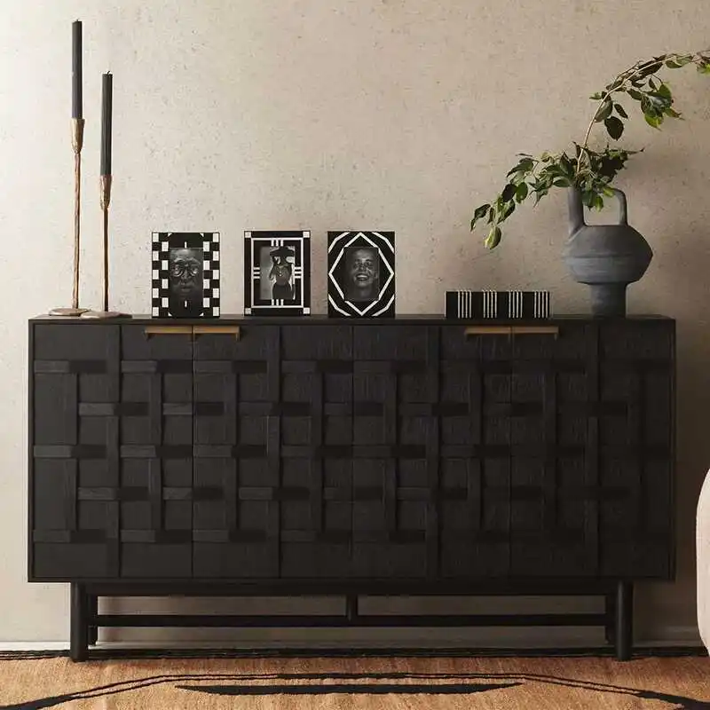 

Nordic modern simple solid wood dining side cabinet, wabi-sandy wind porch cabinet, medieval storage cabinet, retro wind storage