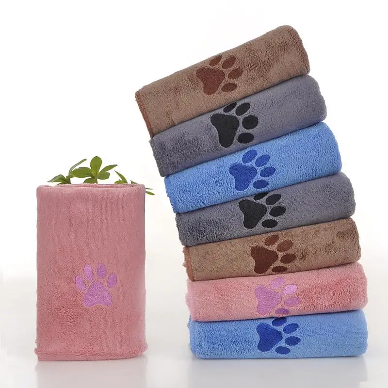 Embroidered Microfiber Pet Drying Towel Ultra Absorbent Quick Dry Lint Free Soft Cloth for Small Dogs Cats Home Bath