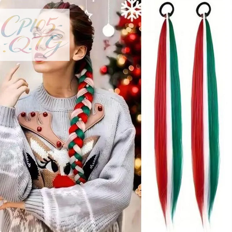 Hot Sale Synthetic Long Straight Ponytail Extensions With Rubber Band DIY Braided Ponytail Hair Accessories For Halloween