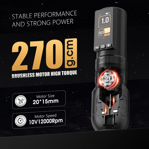Imagen 2 del producto Ambition Soldier270 Kit máquina de tatuaje inalámbrica pluma de carrera 4,0 + 4,5mm Motor profesional sin escobillas 2400mAh batería agarre 34 + 42mm
