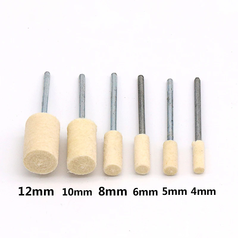 3PCS 3-12mm Wool Felt Mounted Polishing Buffing Wheel 2.35/3.0mm Shank Grinding Head For Abrasive Tool Rotary Tool Accessories