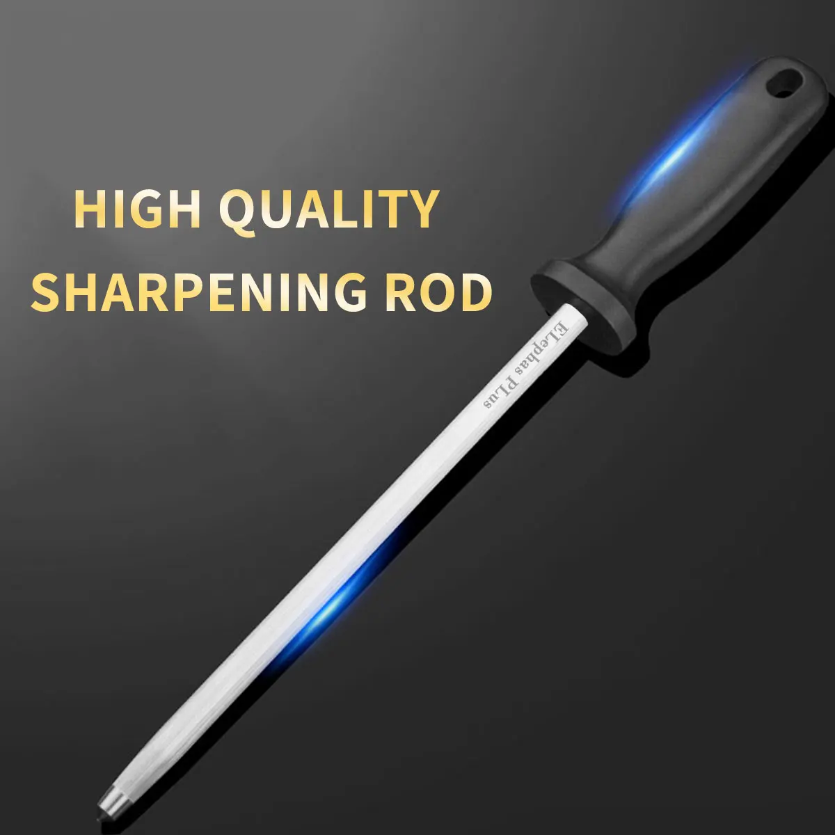 12 Inch Portable Honing Steel Heat Treated Alloy Sharpener Compact Non Slip Grip for Kitchen BBQ Camping Knife Maintenance