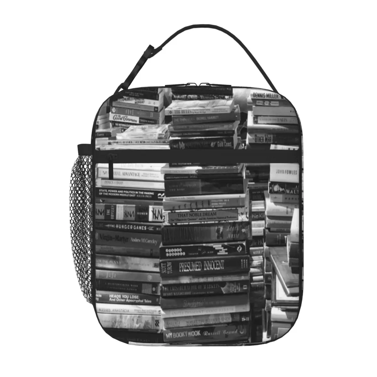 Bestselling Black And White Books Feminine Insulated Snack Tote Office Lunch Durable Lunch Bag