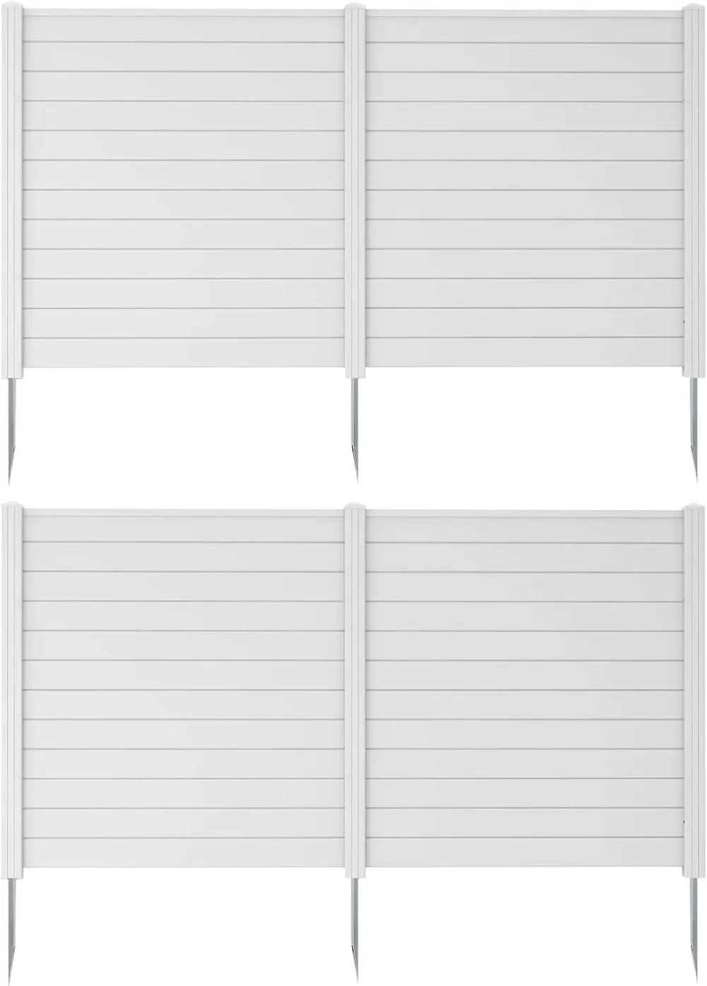 

Happygrill Air Conditioner Fence 4 Panels, 48''L x 48''H Outdoor Privacy Screen w/Metal Ground Stakes, Freestanding PVC