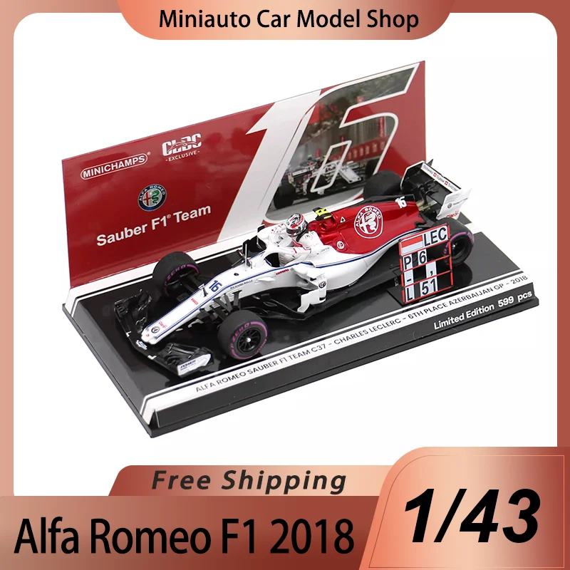 

New In Stock Minichamps 1:43 Alfa Romeo Sauber F1 Team Charles Leclerc Azerbaijan Gp 2018 Resin Miniature Model Racing F1 Toys