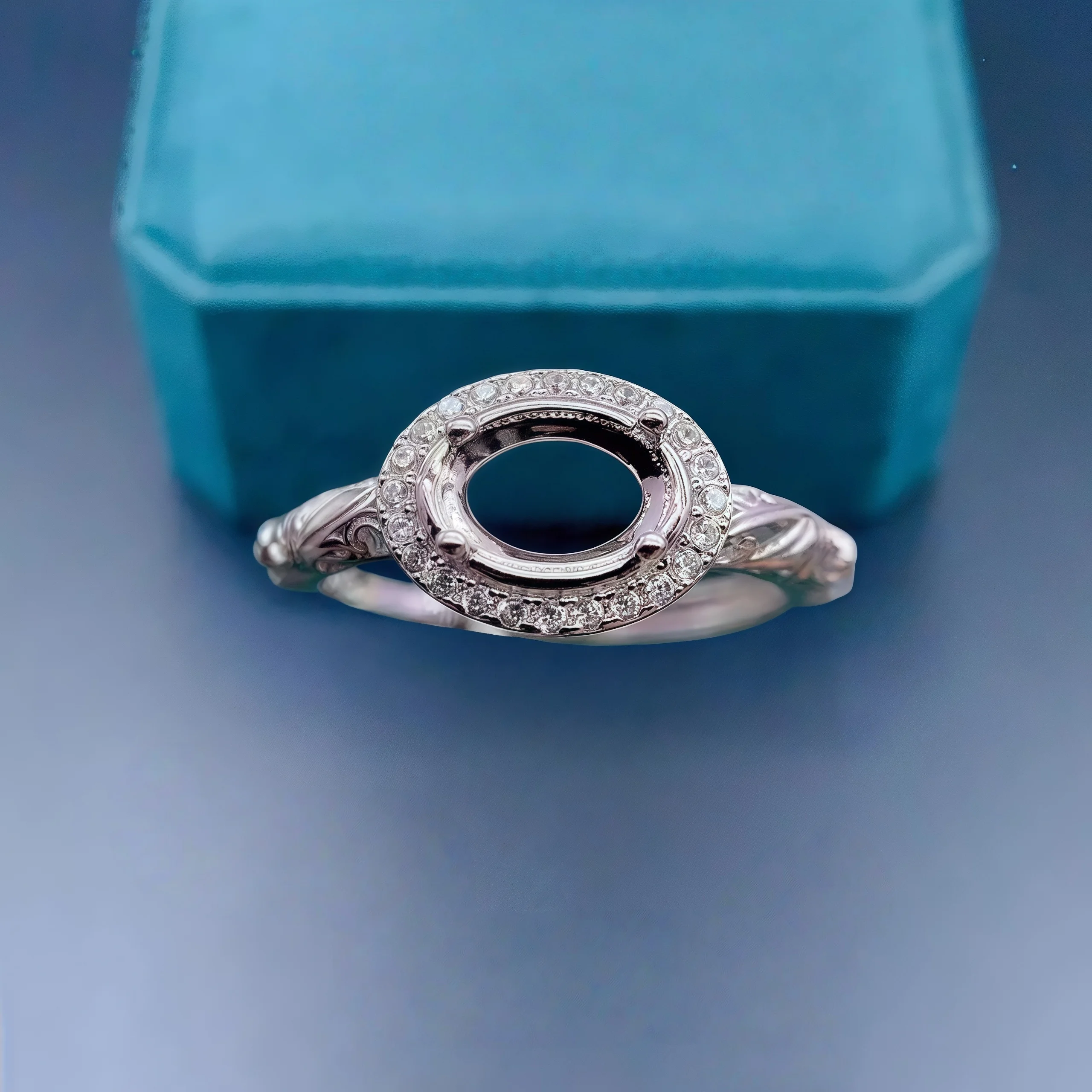 

Setting 5*7mm Ellipse Stone Fashion DIY Empty Ring Holder S925 Sterling Silver Fine Hollow Out Design Charm Jewelry for Woman