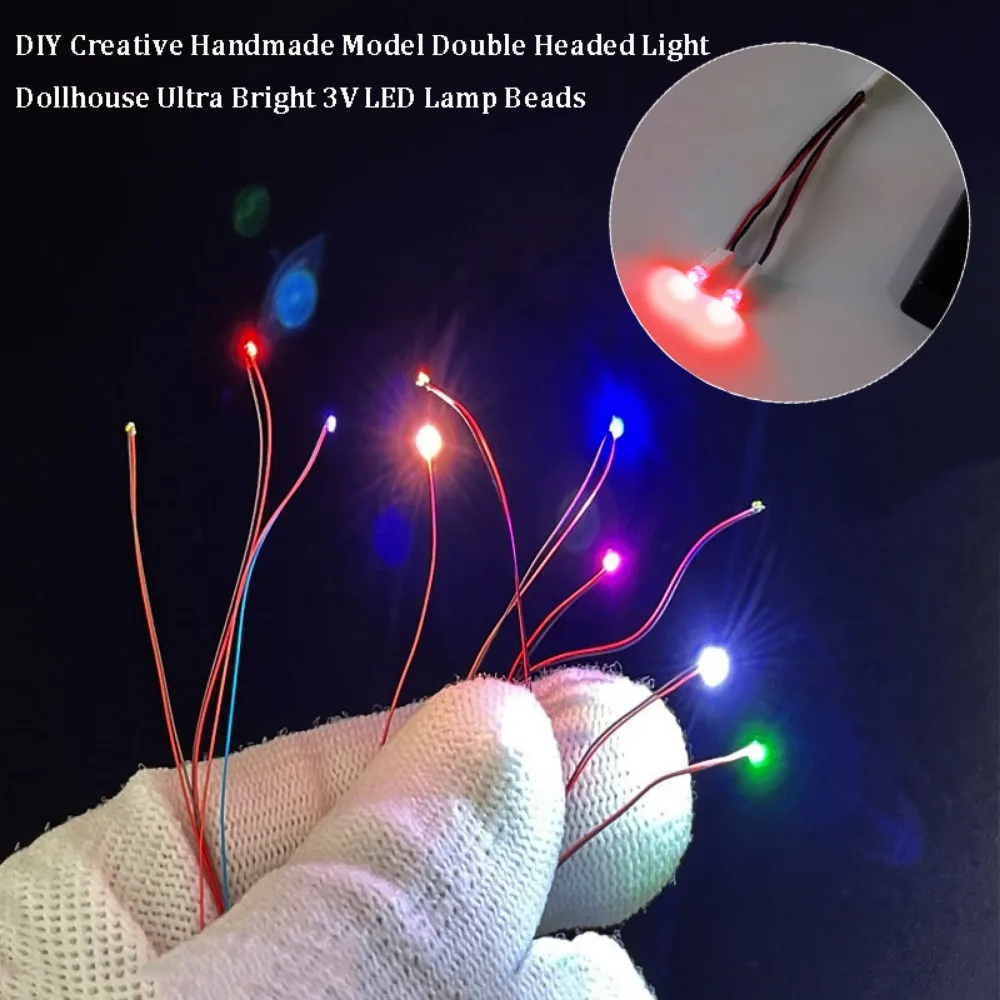 New Handmade DIY Creative Model Light Double Headed 3V Ultra Bright LED Lamp Beads Small Dollhouse Small Bulb