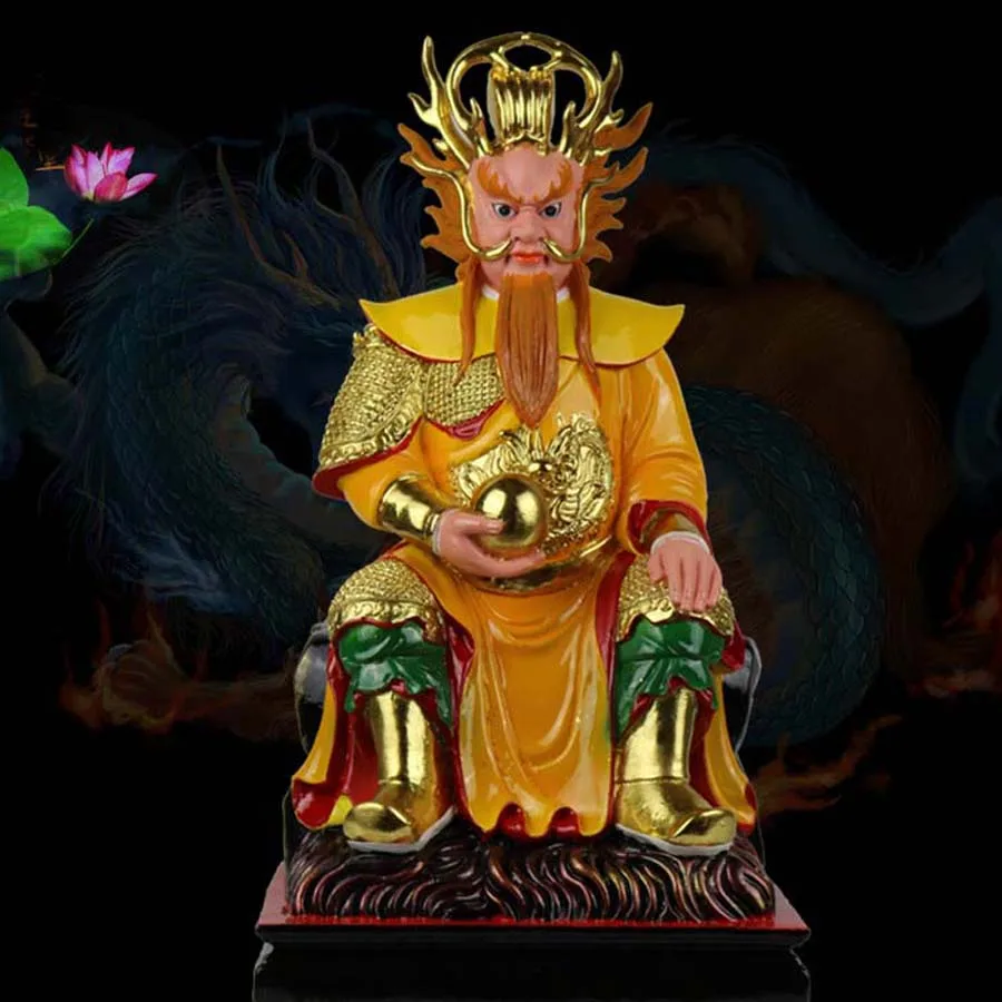 

30cm large HOME Temple Shrine TOP efficacious protection Southeast Asia Sea god Gold plating Dragon King FENG SHUI art statue