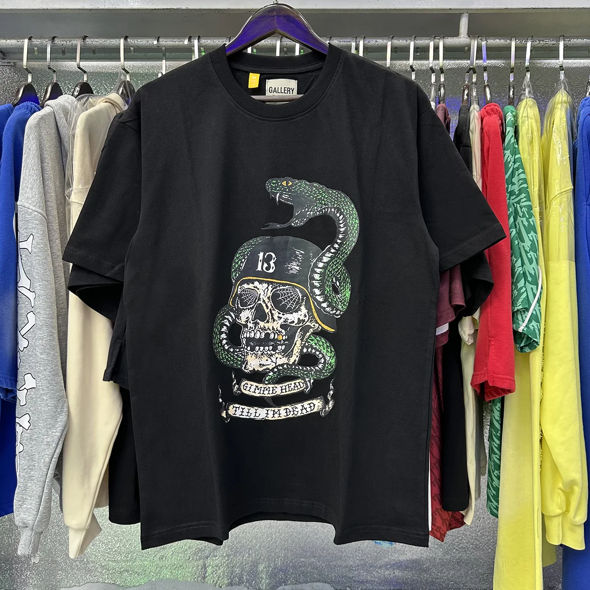 Gallery Dept TILL I'm DEAD TEE Cobra Skull Soldier Printed Cotton Casual Short sleeved T-shirt for Men and Women