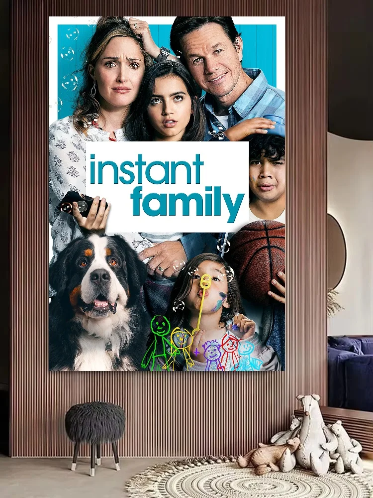 Instant Family Movie, Print Art Canvas Poster, For Living Room Decor Home Wall Picture