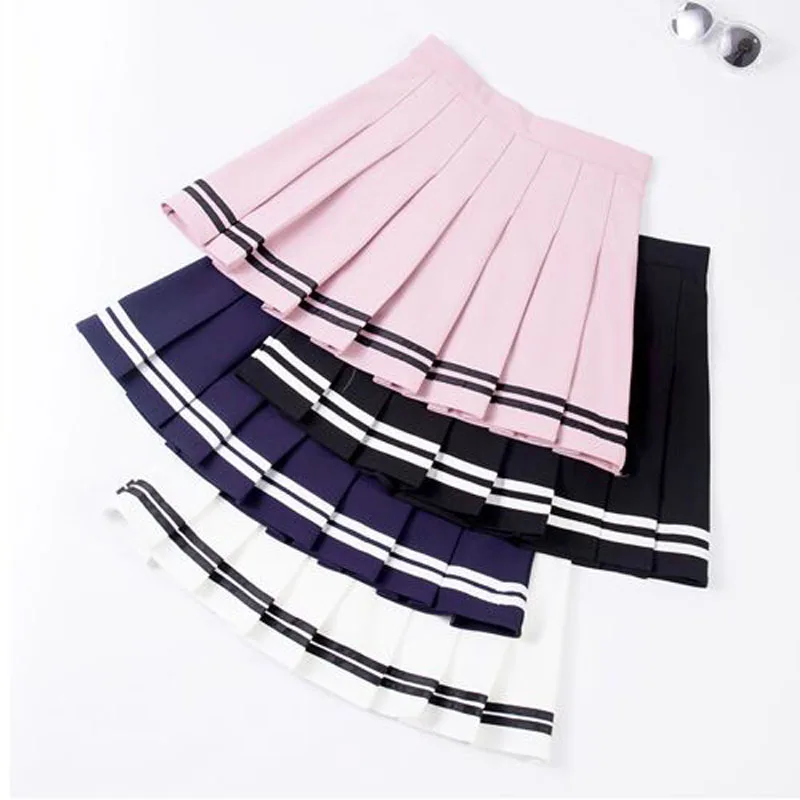 Vrouwen Meisjes Lolita A-lijn Sailor Rokken Grote Maat Preppy Schooluniform 2023 Hoge Taille Geplooide Rokken Kawaii Harajuku Rokken