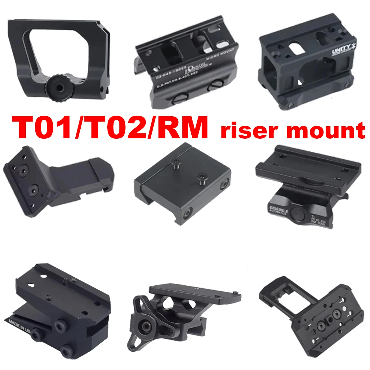 

Tactical 20mm Rail Metal Adjustable Red Dot Riser Scope Mount Adapter For T001 T002 RM Docter Red Dot Sight 20mm Picatinny Rail