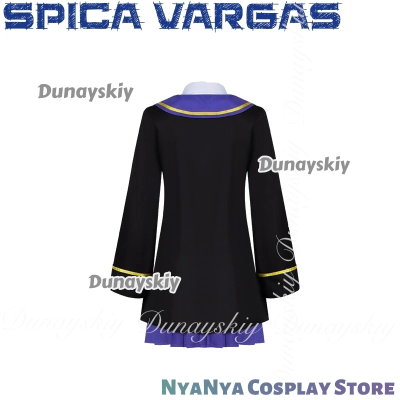 Классная комната черного кота и ведьмы, аниме Spica Vargas, косплей с синей юбкой, розовый парик, черное пальто, косплей 코스), полный комплект