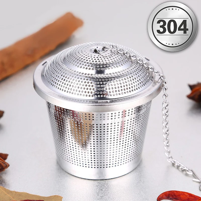 

Tea Infuser Stainless Steel Belt Chain Household Locking Soup Marinade Tea Filter Seasoning Ball Kitchen Accessories