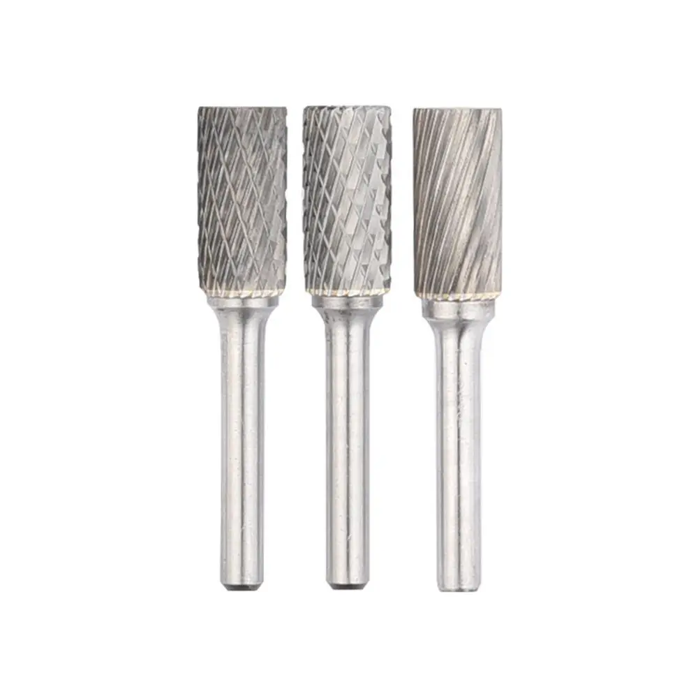 Tipo cilíndrico Tungsten Steel Milling Cutter, Moagem Head, Single e Double Slot Rotary File, 6mm