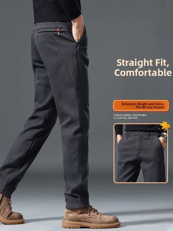 

Busin Casual Straight Leg Men's Pants Anti-Wrinkle Wear-Resistant Autumn Winter New Sle Faionable All-Match Work Pants
