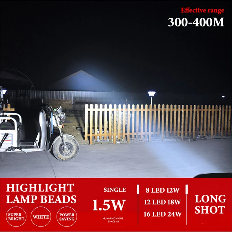 1Pcs 8/12/16 Led Motorcycle Headlight External Auxiliary Lamp Motorbike High Bright DRL Driving Light Work Light White 12V image 4