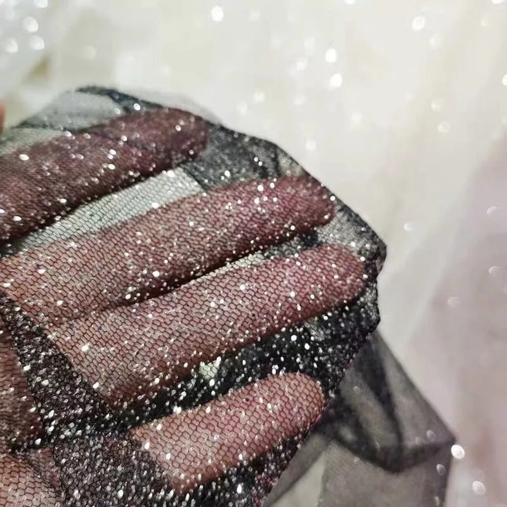 

New 45cmX150cm Mesh Sparkle Fabric Soft DIY Sewing Sparkle Tulle Fabric Glitter Sequin Solid Color Shiny Glitter Fabric