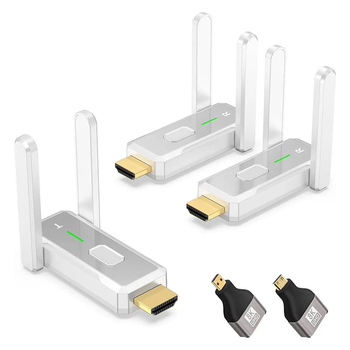 SCLS Wireless Transmitter and 2 Receivers Set 500 FT Range 2.4G+5G Plug & Play 1080P HD Audio and Video Transmission