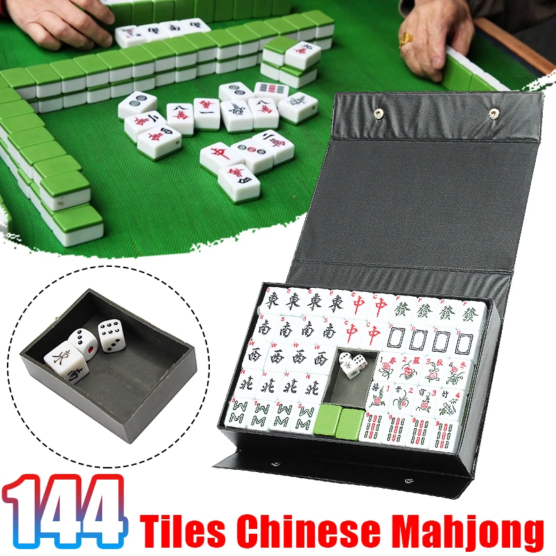 Chinese Traditional Board MahJong Game Set English Characters Home Homeheld Indoor for Family Leisure Time