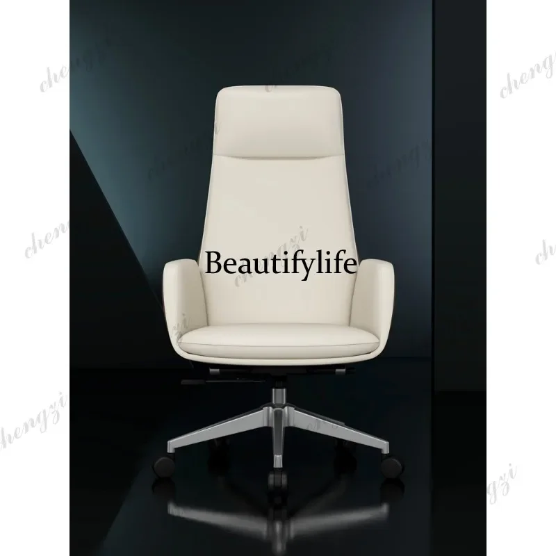 E153 Italian light luxury leather boss chair comfortable computer office chair cowhide general manager swivel chair