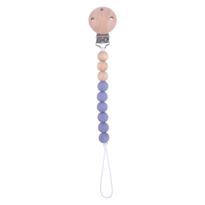 Baby Pacifier Chain Clip Nursing Teether Soother Holder Silicone Beads Chain Wooden Clip DIY Nipple Holder Leash