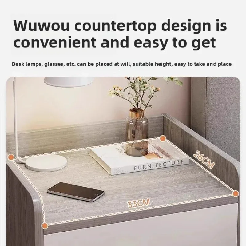 Simple Modern Small Bedside Table with Lock - Home Use Bedside Storage Rack Cabinet for Bedroom & Rental Apartment Organization