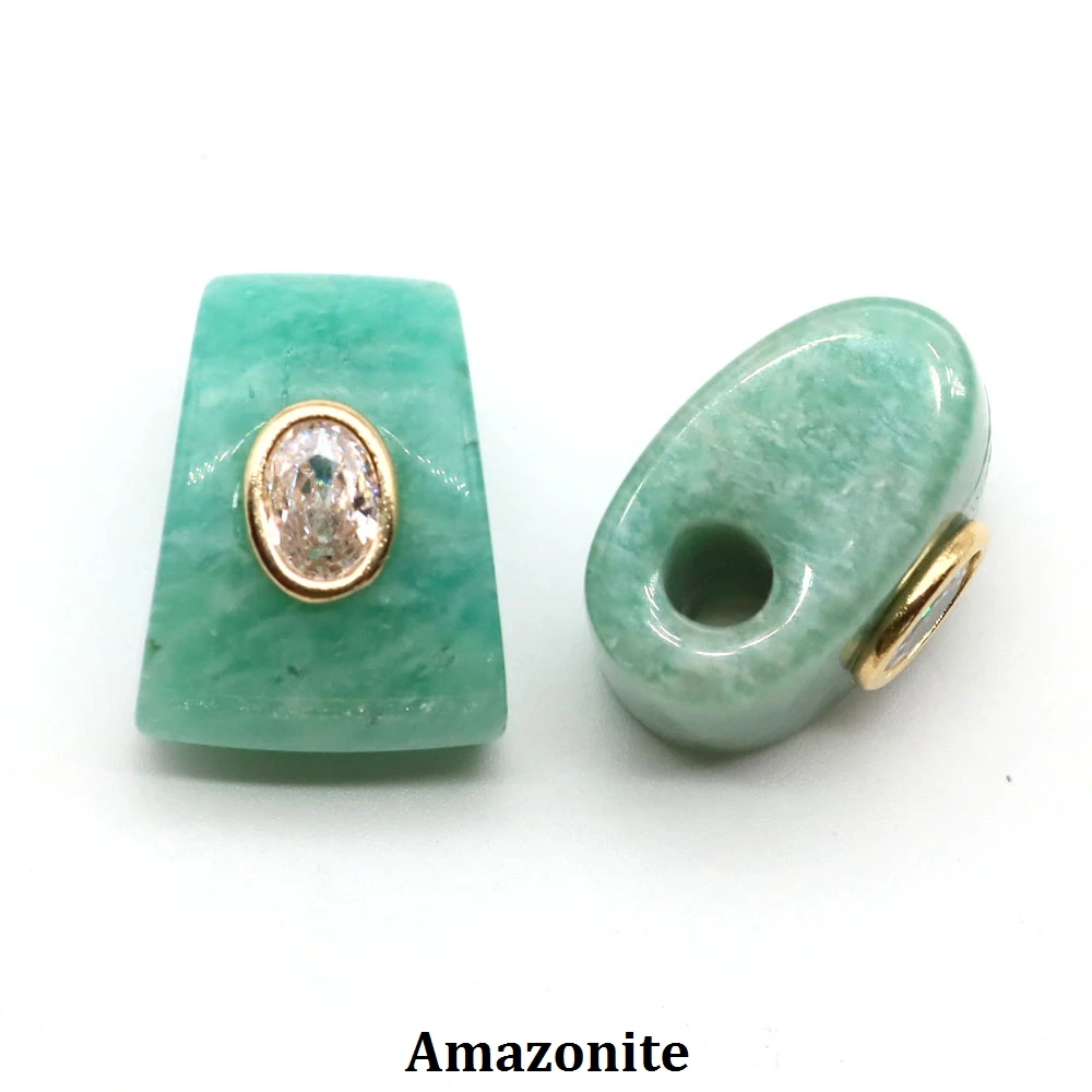 Axtförmige Naturstein-Kristallperlen mit Großem Loch, Eingelegter Zirkon, Lose Abstandsperlen für DIY-Armband- und Halsketten-Schmuckherstellung – Detail 8