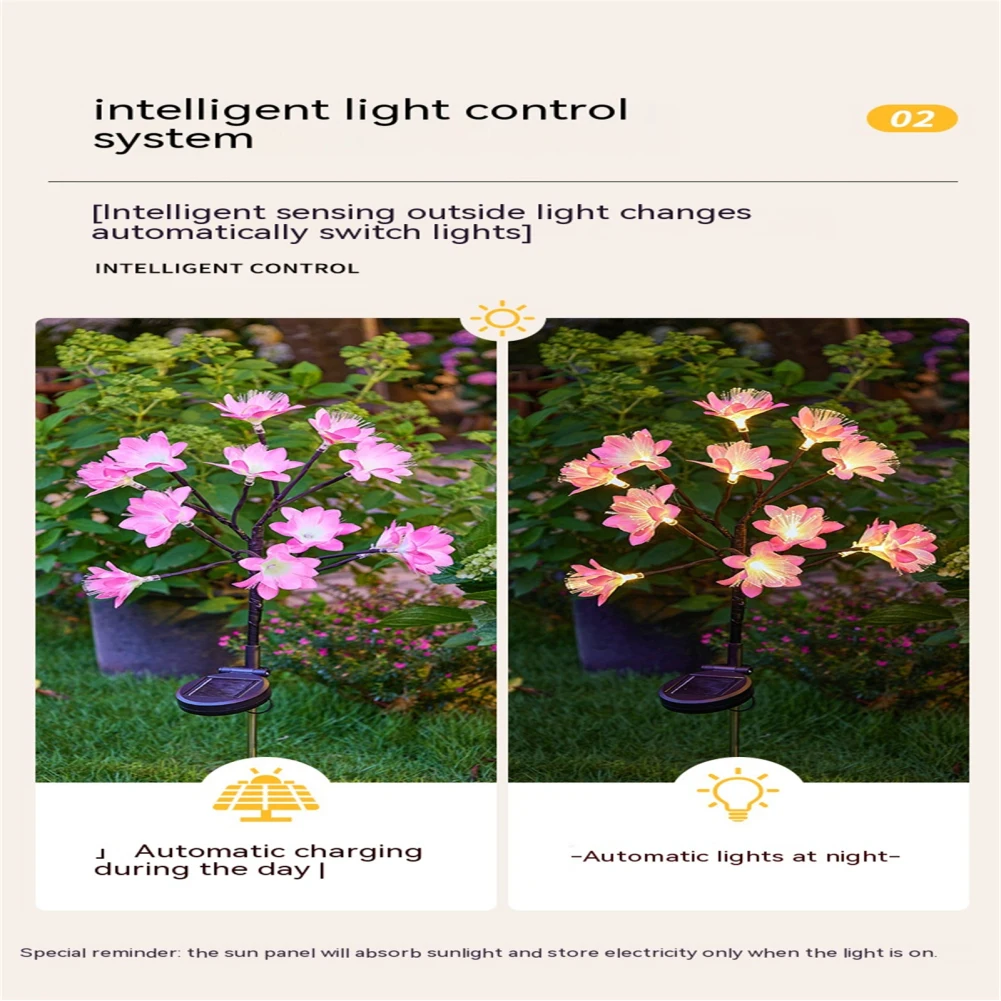 Camellia Solar Light Outdoors Waterproof Decoration Outdoor Garden Solar Flowers Lawn Lamps for Patio Yard Holiday Decoration