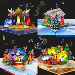 Musical Christmas Card, 3D Pop Up Christmas Card with Music Light