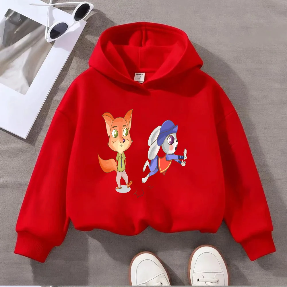 

Толстовка с принтом лисы и кролика Диснея, детский повседневный пуловер с длинными рукавами, толстовка